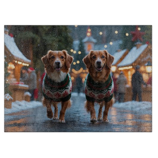 Nova Scotia Duck Toller Christmas Snow Holiday カッティングボード (正面)