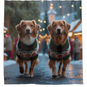 Nova Scotia Duck Toller Christmas Snow Holiday シャワーカーテン (正面)