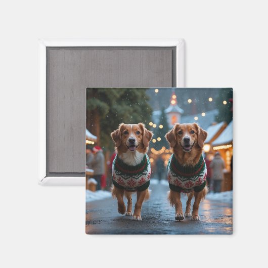 Nova Scotia Duck Toller Christmas Snow Holiday マグネット (正面/裏面)