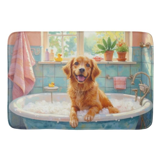 Nova Scotia Duck Tolling Retriever Bath Time Cheer バスマット (正面)