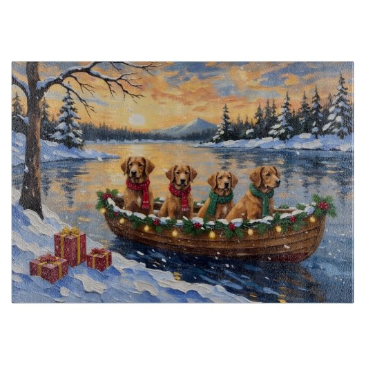 Nova Scotia Duck Tolling Retriever Christmas Boat カッティングボード (正面)