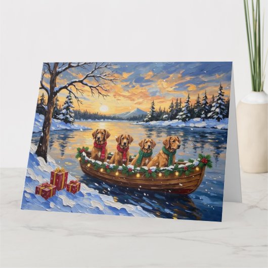 Nova Scotia Duck Tolling Retriever Christmas Boat カード (正面)