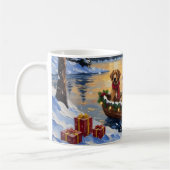 Nova Scotia Duck Tolling Retriever Christmas Boat コーヒーマグカップ (左)
