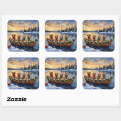 Nova Scotia Duck Tolling Retriever Christmas Boat スクエアシール (シート)