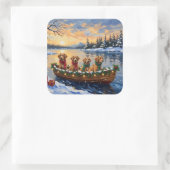 Nova Scotia Duck Tolling Retriever Christmas Boat スクエアシール (バッグ)