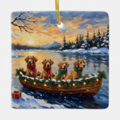 Nova Scotia Duck Tolling Retriever Christmas Boat  セラミックオーナメント (正面)