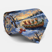 Nova Scotia Duck Tolling Retriever Christmas Boat  ネクタイ (ロール)