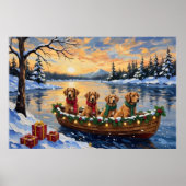 Nova Scotia Duck Tolling Retriever Christmas Boat  ポスター (正面)