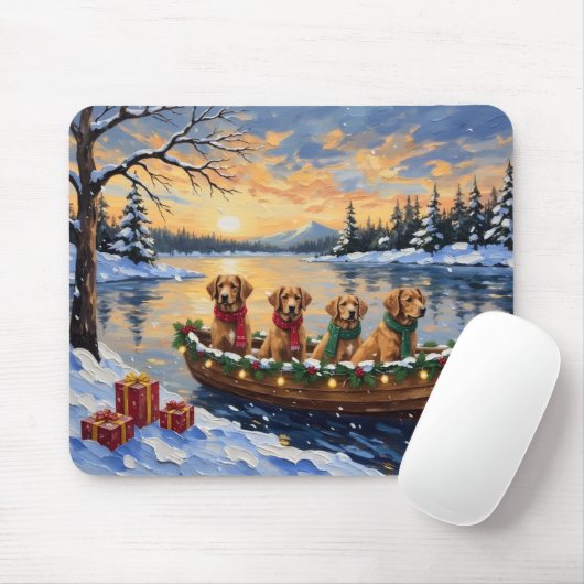 Nova Scotia Duck Tolling Retriever Christmas Boat  マウスパッド (マウス)