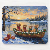 Nova Scotia Duck Tolling Retriever Christmas Boat  マウスパッド (正面)