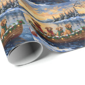 Nova Scotia Duck Tolling Retriever Christmas Boat  ラッピングペーパー (ロールコーナー)