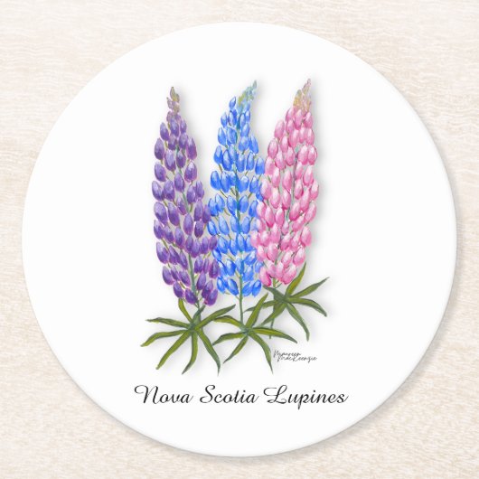 Nova Scotia Lupines ラウンドペーパーコースター (正面)
