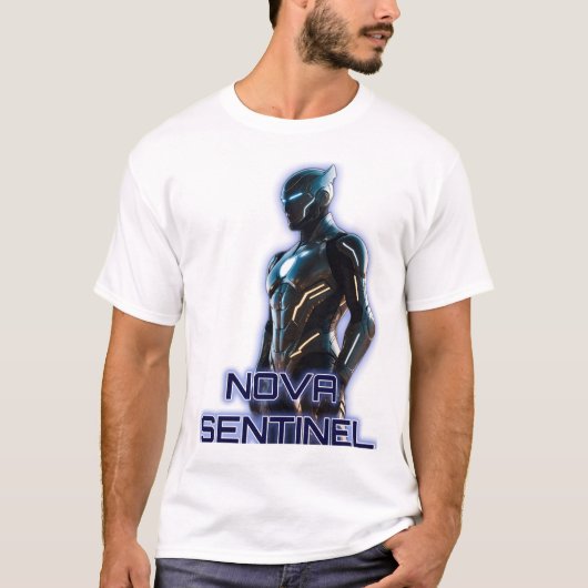 Nova Sentinel：未来的なヒーローTシャツ Tシャツ (正面)