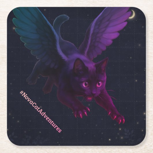 #NovaCatAdventures winged v2 Paper Coaster スクエアペーパーコースター (正面)