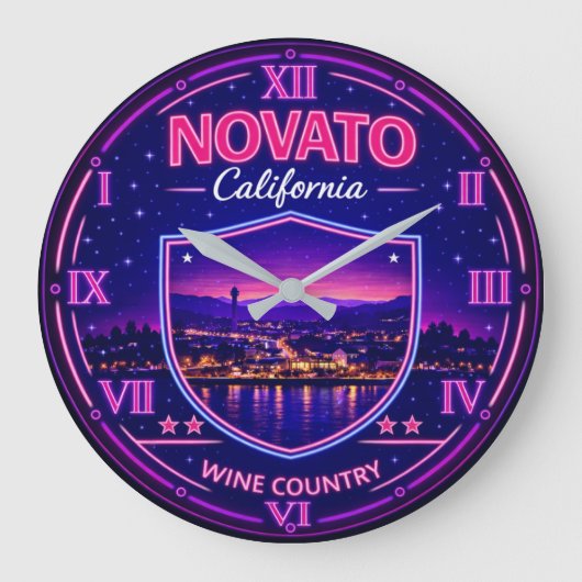 Novato California Valley Lights ラージ壁時計 (正面)