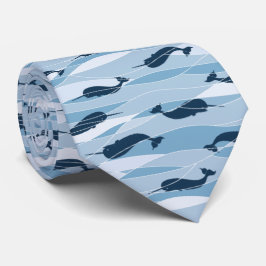Novelty Narwhal Waves Allover Print ネクタイ