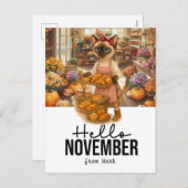 Novemberあいさつ文猫好きベーカリー シーズンポストカード (正面/裏面)