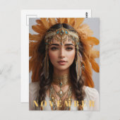 *~* NOVEMBERゴールデントパーズAP53ボホ誕生石 ポストカード (正面/裏面)