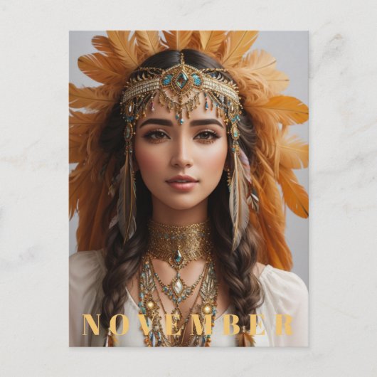 *~* NOVEMBERゴールデントパーズAP53ボホ誕生石 ポストカード (正面)