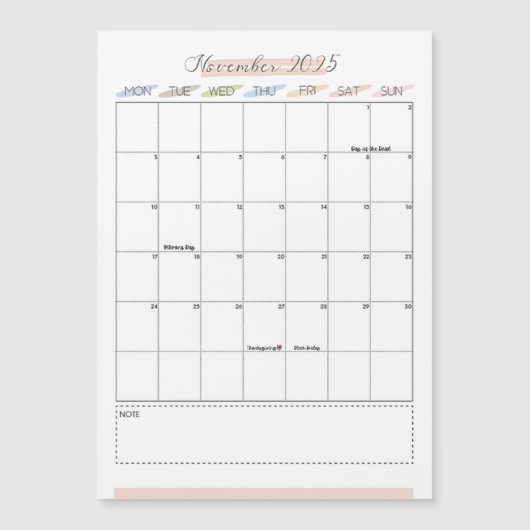 November 2025 Magnetic Calendar (正面)