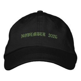 NOVEMBER 2026 text Entire Trucker-Hat Navy color 刺繍入りキャップ