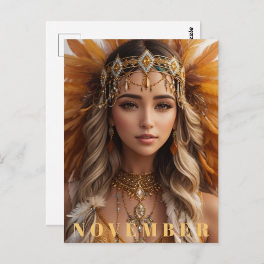 *~* NOVEMBER AP53 Headdress Topaz Birthstone boho ポストカード (正面/裏面)