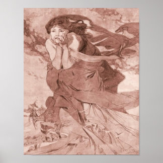 November Art Nouveau Alphonse Mucha ポスター