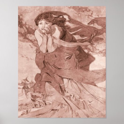 November Art Nouveau Alphonse Mucha ポスター (正面)