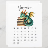 November Baby Dragon Art Print Whimsical Fantasy (正面/裏面)