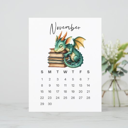 November Baby Dragon Art Print Whimsical Fantasy  (スタンド正面)