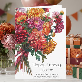 November Birth Flower Birthday Card | Mums & Peony カード