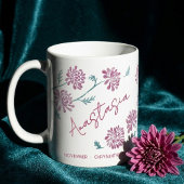 November Birth Flower Custom Name Chrysanthemum コーヒーマグカップ