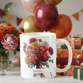 November Birth Flower Mug | Mums & Peonies コーヒーマグカップ