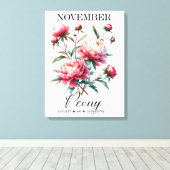 November Birth Flower Peony Premium Wrapped Canvas キャンバスプリント (インサイチュ (ウッドフロア))
