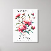 November Birth Flower Peony Premium Wrapped Canvas キャンバスプリント (正面)