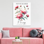 November Birth Flower Peony Premium Wrapped Canvas キャンバスプリント (インサイチュ (リビング))