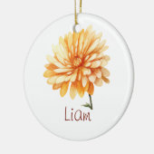 NOVEMBER Birth Flower Yellow Chrysanthemum Flower セラミックオーナメント (左)