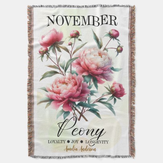 November Birth Month Throw Blanket – Personalized  スローブランケット (正面縦)