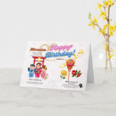 November Birthday Card with Japanese Autumn Tradit カード (黄色い花)