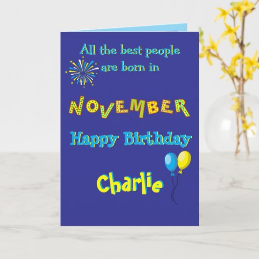 November Birthday Folded Greeting Card カード (黄色い花)