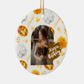 November Birthstone & Flower Custom Birthday セラミックオーナメント (右)