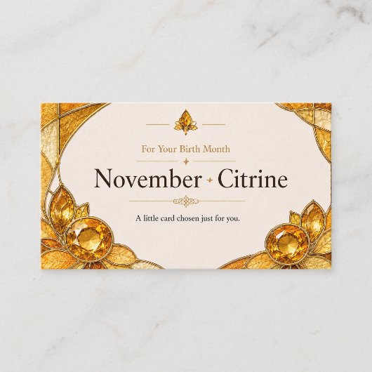 November Citrine Birthstone Shop Card 名刺
