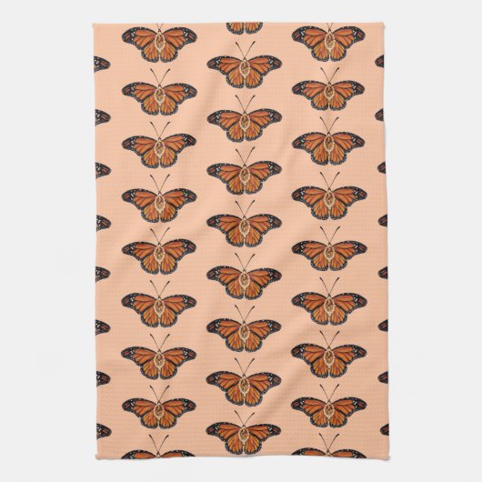 November Citrine Monarch Butterfly Pattern Design キッチンタオル (縦)