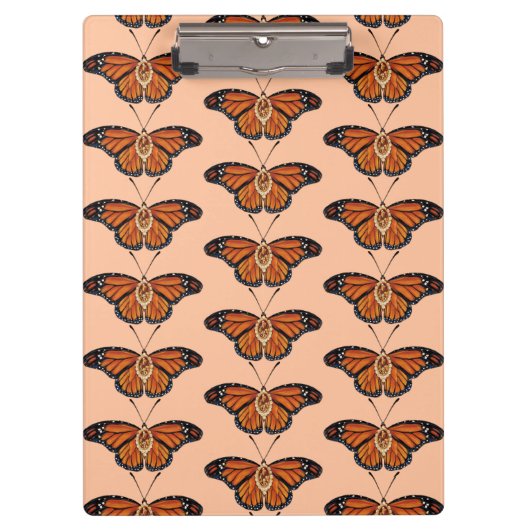 November Citrine Monarch Butterfly Pattern Design クリップボード (正面)
