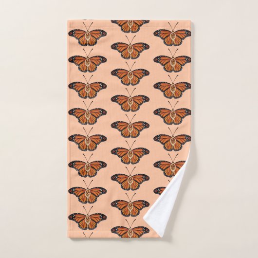 November Citrine Monarch Butterfly Pattern Design バスタオルセット (ハンドタオル)