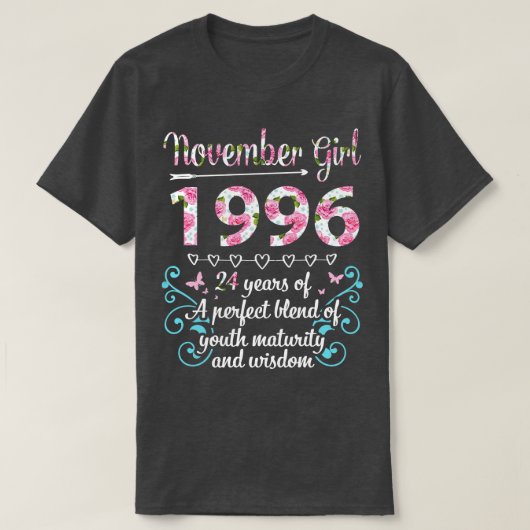 November Girl 1996 Happy 24完璧なBleの年 Tシャツ (デザイン正面)