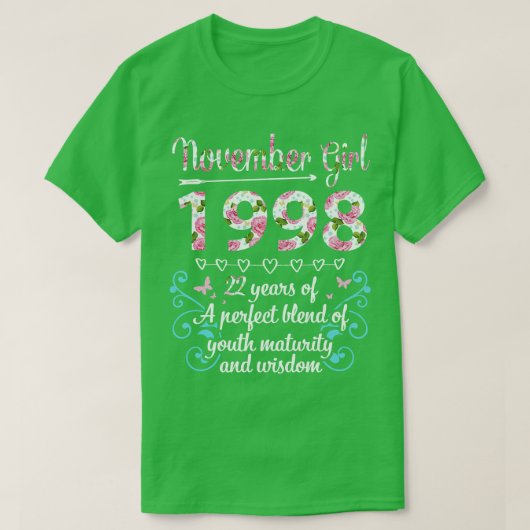 November Girl 1998 Happy 22完璧なBleの年 Tシャツ (デザイン正面)
