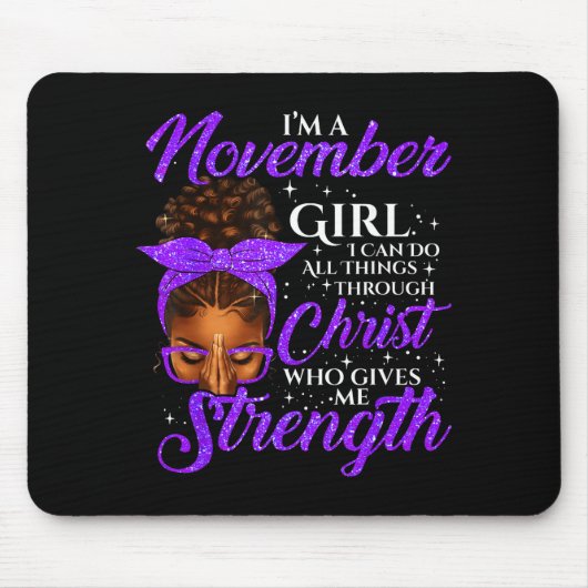 November Girl Birthday Black Women Afro Christian  マウスパッド (正面)