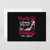 November Girl Stepping Into My Birthday high heels ポストカード (正面/裏面)