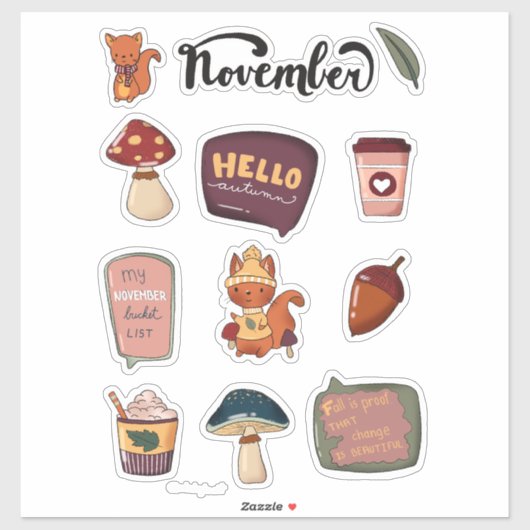 November Sticker Sheet - Squirrels & Cozy Moments シール (シート)